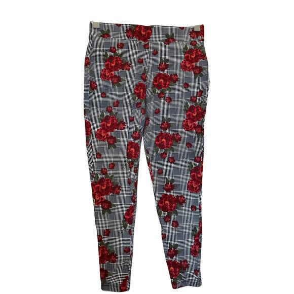 Torrid Sz 12 High Low Waist Black White Red Roses | EUC - Picture 3 of 5